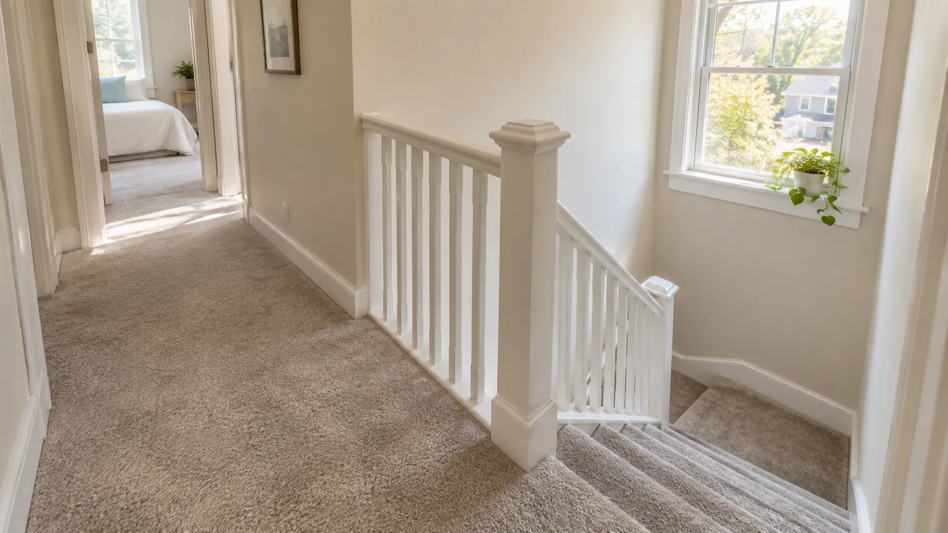 New carpet on the stairs and landing of a Staten Island house